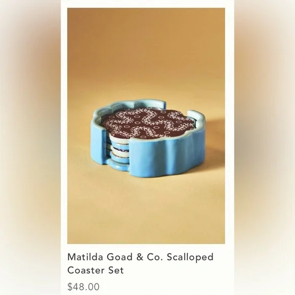 Anthropologie Matilda Goad & Co Scalloped Coaster Set - Picture 8 of 13